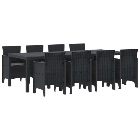 vidaXL Garden Dining Set 9 pcs Anthracite Polypropylene, Outdoor Dining Set for Garden, Modern Lightweight Table, Durable Seats for Chill Meals