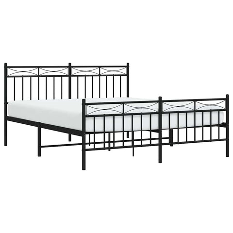 vidaXL 11'' Metal Queen Bed Frames with Headboard and Footboard, Platform Bed Frame with Strong Metal Slats Support, Under Bed Storage, Noise Free, Black, Without Mattress