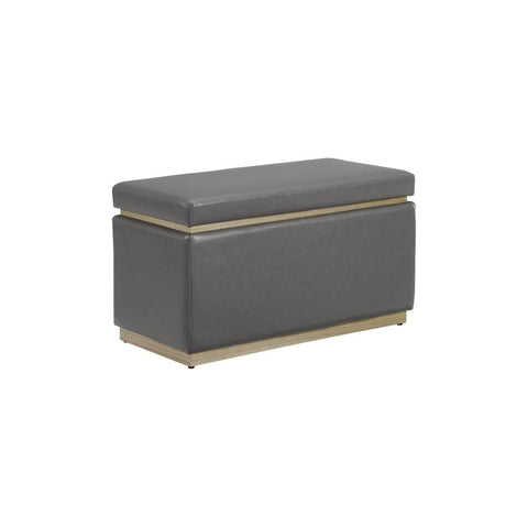 Linon Blanche Rectangle Ottoman Grey Pu