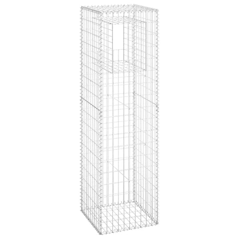 vidaXL - Gabion Basket Posts 2 Pcs in Iron - -Proof, Quick Assembly, Stable Garden and Patio Outdoor Decorative Elements - Silver 19.7"x19.7"x70.9"