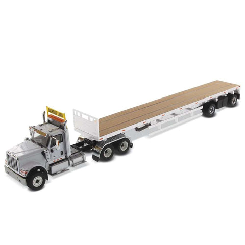 Diecast Masters International HX520 SFFA Day Cab Tandem with 53' Flat Bed Trailer | 1:50 Scale Model Semi Trucks | Black Diecast Model 71041