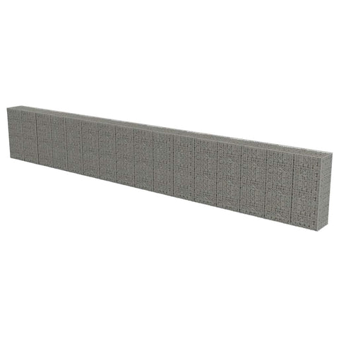 vidaXL Gabion Wall, Gabion Basket Post for Outdoor Garden Patio Privacy Protection, Gabion Wall with Covers, Rock-Stone Wall, Galvanized Steel