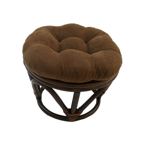 International Caravan Furniture Piece Rattan Ottoman with Micro Suede Cushion