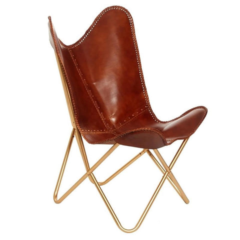 Monroe Butterfly Chair - Brown/Gold