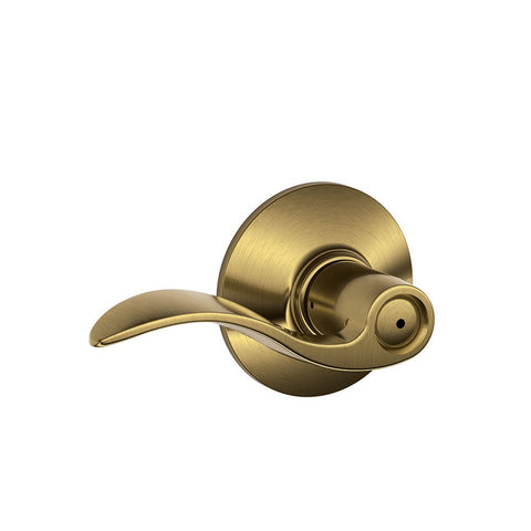 Schlage F40 ACC 609 Accent Door Lever, Bed & Bath Privacy Lock, Antique Brass