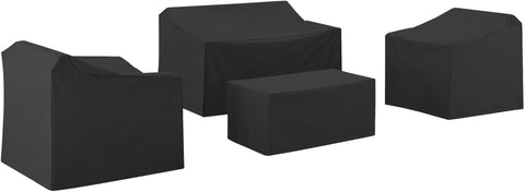 4Pc Outdoor Furniture Cover Set Black - Loveseat, 2 Chairs, & Coffee