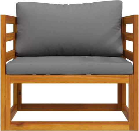 vidaXL Sectional Corner Sofa Set - Solid Acacia Wood with Dark Gray Cushions, Modular Outdoor Lounge, Weather Resistant, 27.6" x 27.6" x 23.6"