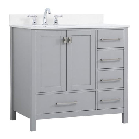Elegant Decor Irene 36" Solid Wood Single Bathroom Vanity w/Backsplash in Gray