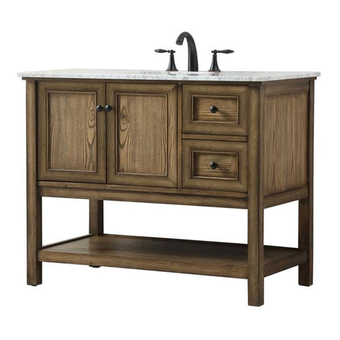 Elegant Decor Metropolis 42" Aluminum MDF Single Bathroom Vanity in Driftwood