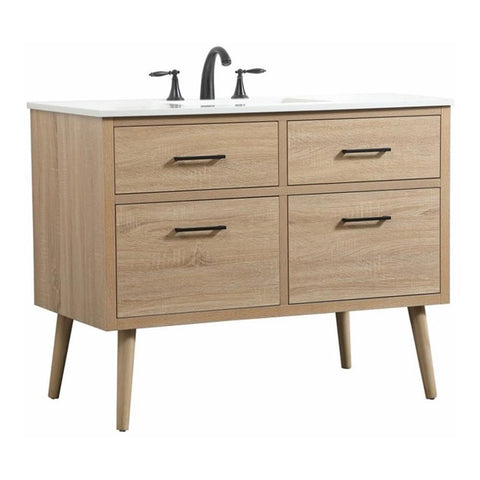 Elegant Decor Boise 42" Aluminum MDF Single Bathroom Vanity in Mango Wood