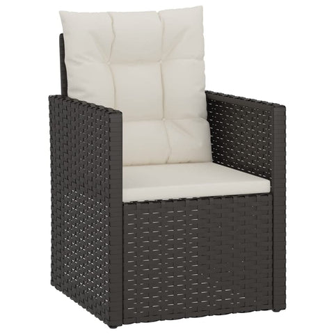 vidaXL Black Patio Armchair with Cushions - Weatherproof, Easy to Clean Poly Rattan Material, Powder-Coated Steel Frame, Comfortable Seat Cushions Included, Perfect for Garden and Terrace.