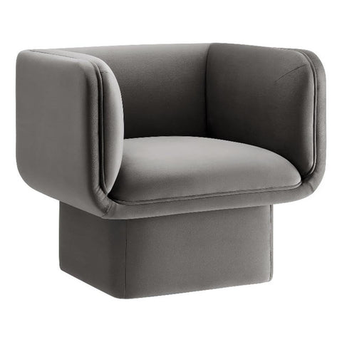 Modway Tate Performance Velvet Accent Chair in Storm Gray - Upholstered Club Chair - Modern Barrel Armchair - Comfy Reading Leisure Chair for Living Room, Bedroom, Office
