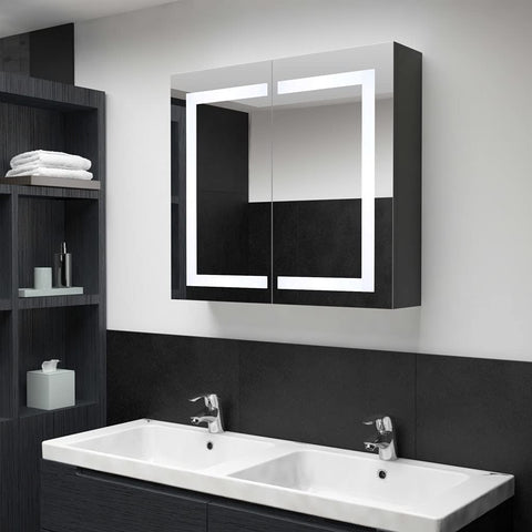 VidaXL LED Mirror Bathroom Cabinet 80x12x68 cm