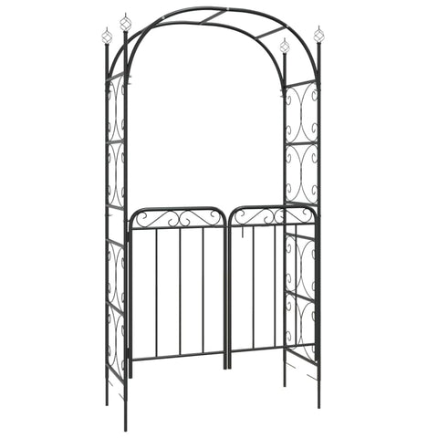 vidaXL Garden Arch with Gate Black Powder-Coated Steel Extra Tall