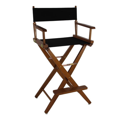 American Trails Extra-Wide Premium 30" Director's Chair Mission Oak Frame with Black Canvas, Bar Height