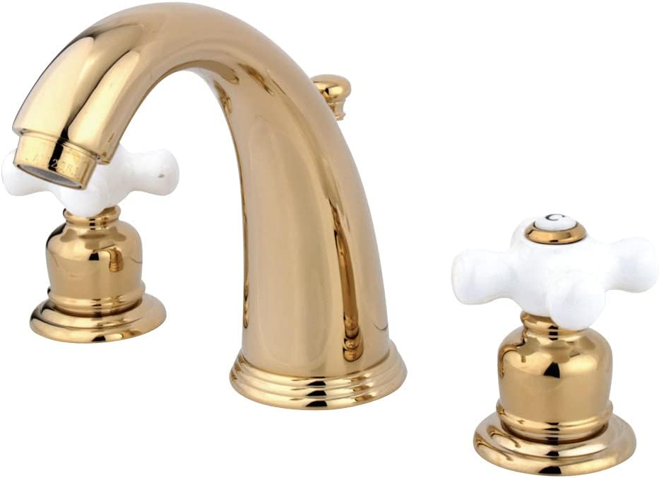 Kingston Brass KB982PX Victorian Widespread Bathroom Faucet, 5-1/4" in Spout Reach, Polished Brass