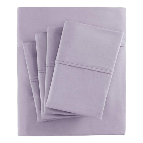 Oakestry 6-Piece Fitted Lightweight Sateen Bedding Sheet Set 800TC Deep Pocket Comfy Breathable Wrinkle Resistant, Matching Pillow Case, King Size, Purple