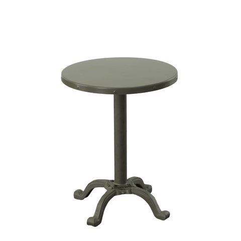 Carolina Chair & Table Regia Vintage Round Accent Table – Metal Top with Details Legs and Powder Coated Base, Home Decor Furniture – Adjustable Side Table for Living Room, Entryway (Industrial)