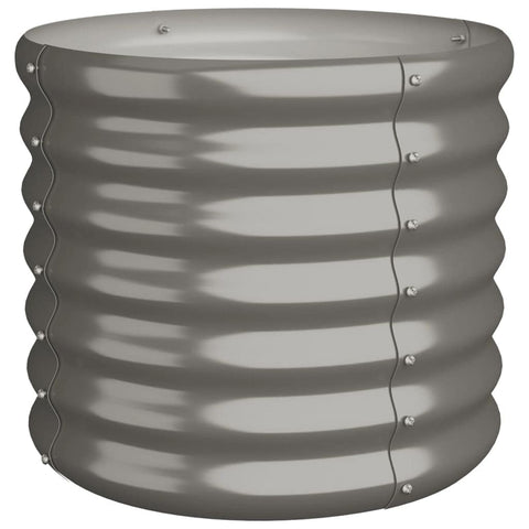 vidaXL Powder-Coated Steel Garden Planter 15.7"x15.7"x14.2" - Durable Outdoor Plant Pot with Ample Space - Weather-, Gray