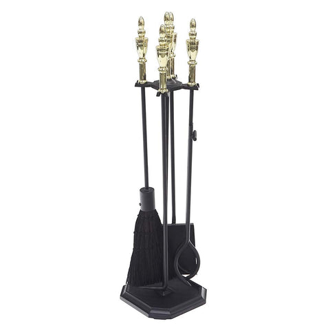 Minuteman International Westford Fireplace Tool Set, Polished Brass and Black