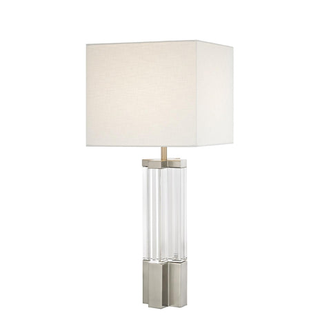 BETHEL Polished Nickel Frame with Clear Crystal and A Boxed Shade Table Lamp