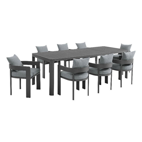 Modway Tahoe Aluminum 9-Piece Patio Dining Set in Gray Gray