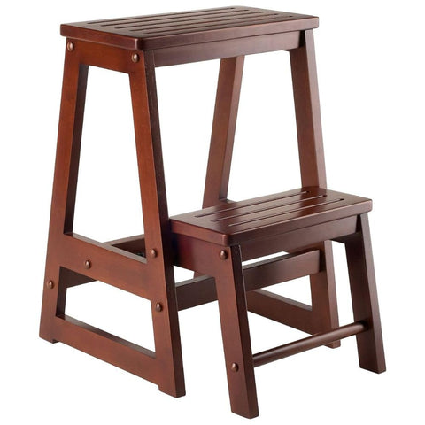 Oakestry Ascend Double Step Stool Stylish and Practical Double Step Stool for Home or Office Easy to Use for Reaching High Shelves or Cabinets Sturdy Construction with Elegant Antique Walnut Finish