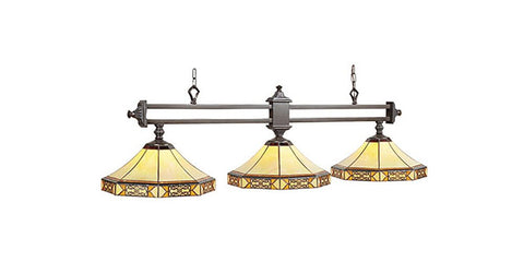RAM Game Room Traditional Style 56" Mission Filigree 3-Light Billiard Pendant Light