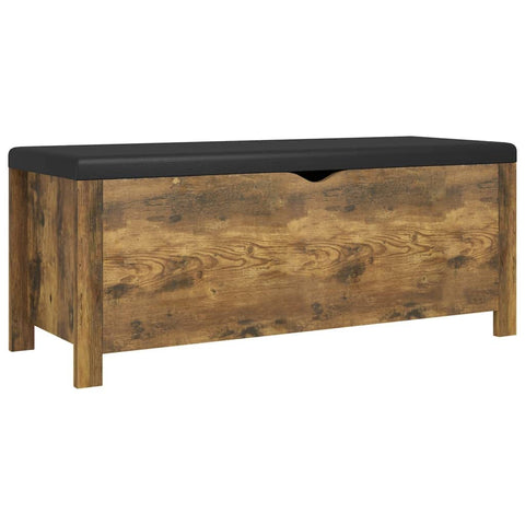 vidaXL Storage Bench with Cushion Smoked Oak 41X15.7X17.7 in Indoor Use Ideal for Hallways Living Room Furniture Shaped Rectangular Easy to Clean Removable Zipper Closure Box Boxes Blanket Trunk