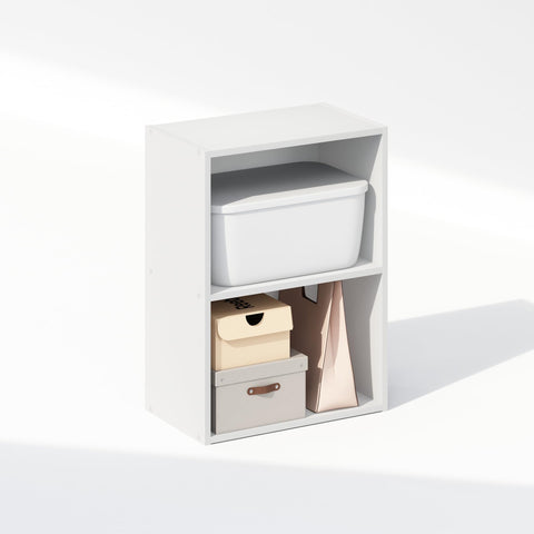 Furinno Reed Closet Organizers and Storage, 2-Tier Closet Organizer, Open Shelf Closet Storage, for Wardrobe, Bedroom, Living Room, White