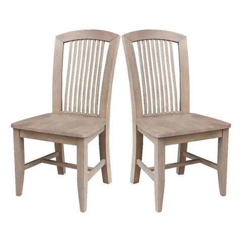 IC INTERNATIONAL CONCEPTS Set of Two Solid Wood Soma Mission Dining Chairs in Flax
