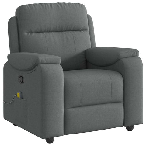 vidaXL Massage Recliner Chair - Dark Gray Fabric Manual Recliner with 6-Point Vibration Massage, footrest/backrest Adjustment - Living Room Seating for Relaxation