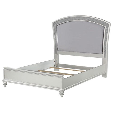 Acme Maverick Eastern King Upholstered Wooden Panel Bed in White Platinum