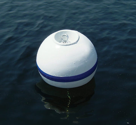Taylor Made Sur-Moor Shackle Buoy with Rope Nest, White (2-1/2" Tube diameter) – Moor your boat securely – Hard-skin polyethylene shell – Galvanized steel hardware included – 2020108672