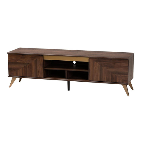 Baxton Studio Graceland Transitional Walnut Brown Finished Wood 2-Door TV Stand