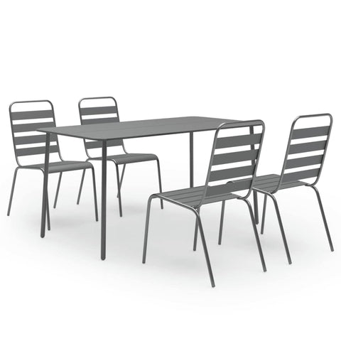 vidaXL Patio Dining Set 5 Piece, Dining Table and Slatted Chairs, Patio Furniture Set for Garden, Conversation Set, Industrial, Steel Dark Gray