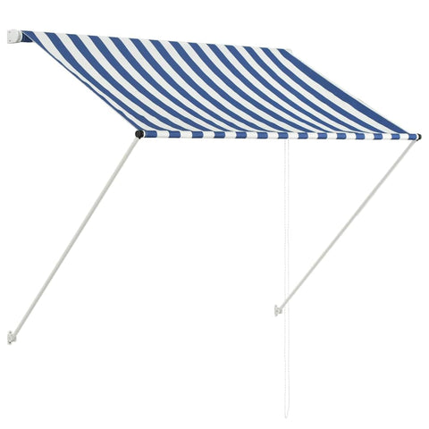 vidaXL Retractable Awning with Durable Steel Frame - Weather with PA Coating, Easy to Clean Polyester Canopy for Windows, Terraces, Balconies or Gardens - Blue and White, Size: 59.1"x59.1"