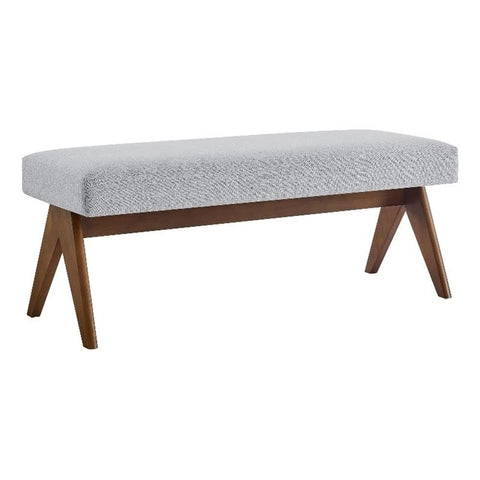 Modway Lyra 47 Inch Heathered Fabric Upholstered Bench in Light Gray