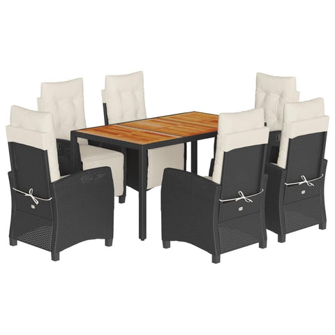 vidaXL Garden Dining Set 7-Piece Garden Furniture Set Table with 6 Chairs, Garden Set with Cushions, Patio Dining Set, Black Poly Rattan