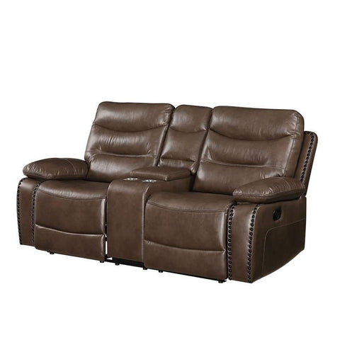Acme Aashi Loveseat with Console (Motion) in Brown Leather-Gel Match