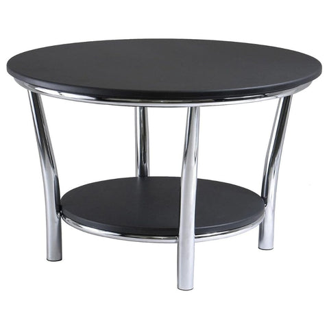 Oakestry Maya Round Coffee Table Black Medium Density Fiber Table for Living Room Family Room or Office Sleek Round Design Spacious for Drinks Decor and Minimalistic Decor Easy to Assemble