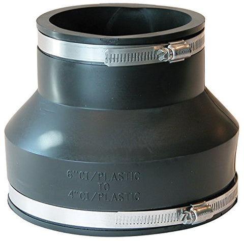 Fernco 1056-64 6-in. x 4-in. Flexible Coupling - Connects Cast Iron,PVC,Steel or Lead