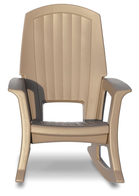 Rockaway Heavy Duty All-Weather Outdoor Rocking Chair By Semco Plastics - Taupe Brown