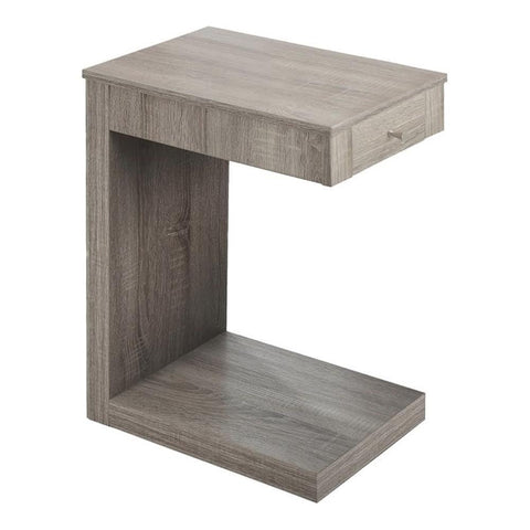 Monarch Specialties I 3191 Accent Table, C-Shaped, End, Side, Snack, Storage Drawer, Living Room, Bedroom, Laminate, Brown, Contemporary, Modern