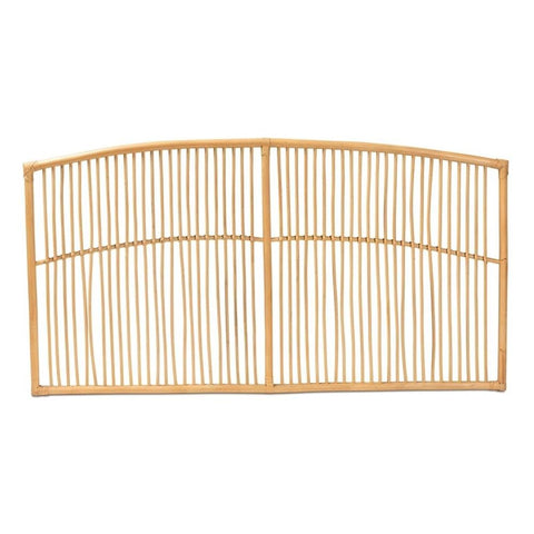 Baxton Studio Malvina Modern Brown Rattan Queen Size Wall-Mount Headboard