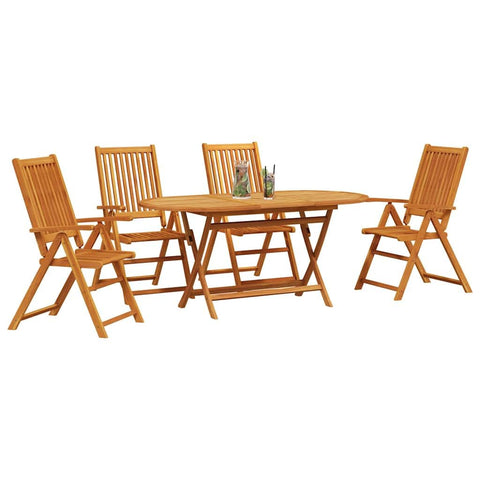 vidaXL Garden Dining Set Folding 5 pcs Brown Solid Acacia Wood, Acacia Wood Furniture, Rustic Dining Set for Outdoor Fun, Great for Garden or Patio, Beige Look