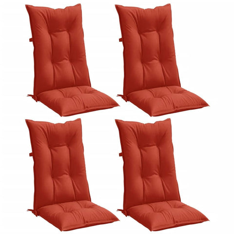 vidaXL Highback Chair Cushion Set - Outdoor/Indoor Patio Seat Pads - 4 Pcs - Melange Red Fabric - Soft PP Hollow Fiber Filling - UV - 47.2"x19.7"x2.8"