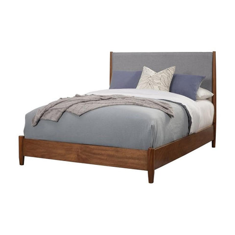 Alpine Furniture Flynn Mahogany and Okoume Veneer Panel Bed, Full, Acorn/Gray