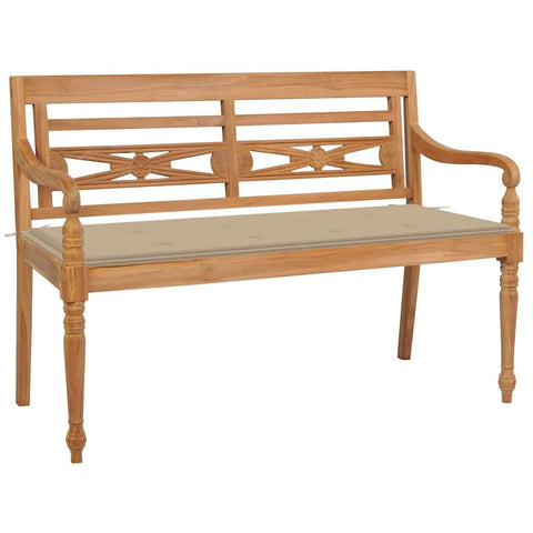 vidaXL Batavia Bench, Garden Bench Patio Loveseat with Cushion, Patio Seating for Front Porch Park, Farmhouse Style, Solid Wood Teak