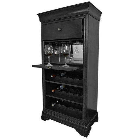 RAM Game Room Bar Cabinet, w/Wine Rack, Black
